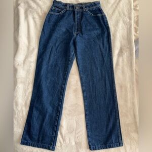 Oscar de la Renta Vintage Dark Blue Straight Jeans High Waist 28W, 28 Inseam
